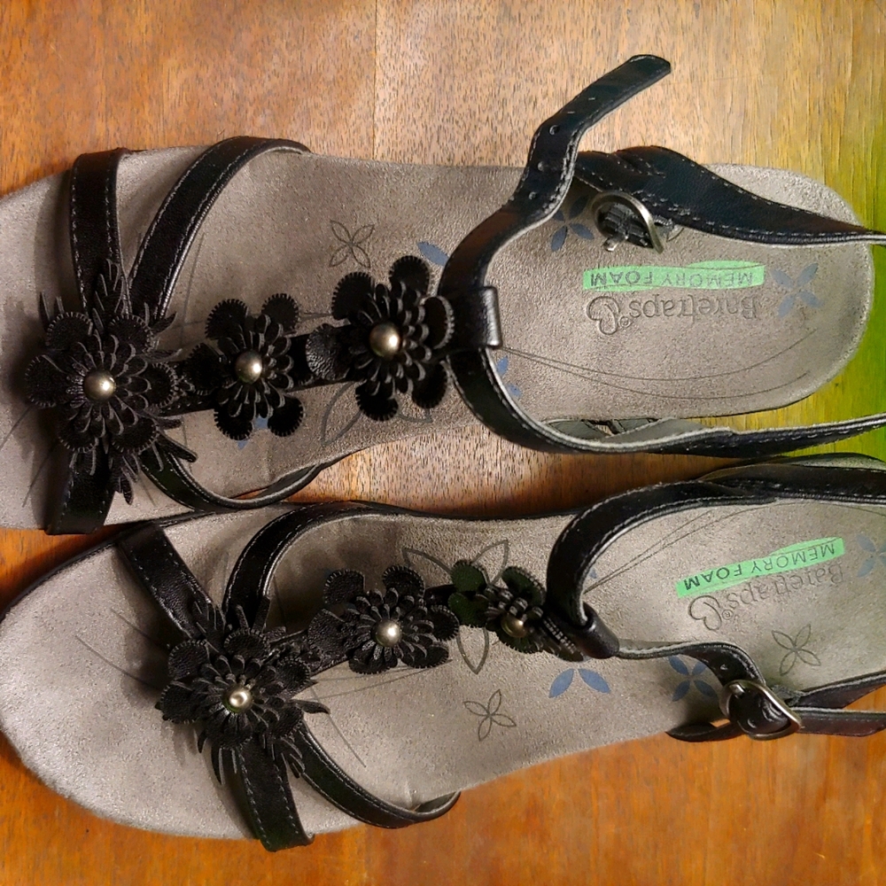 Black floral hippie sandals